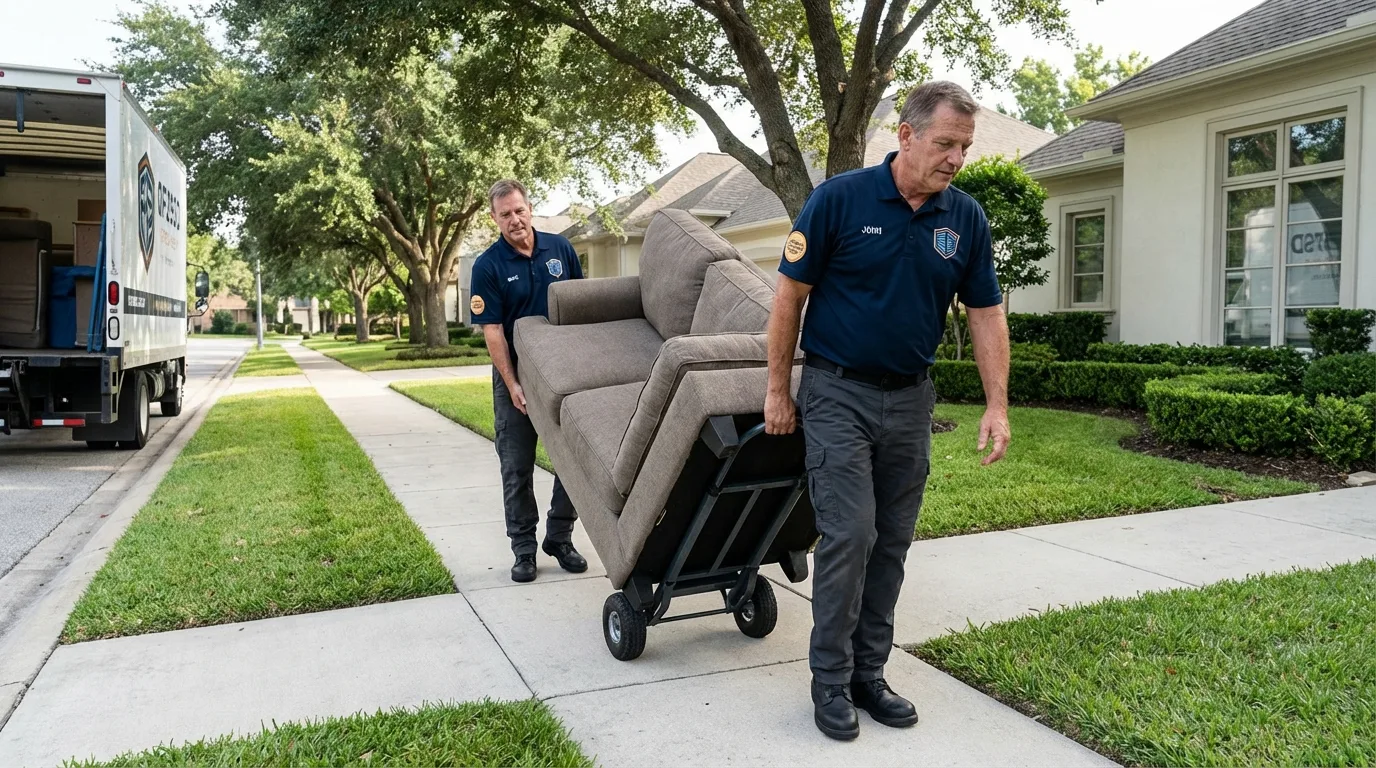 Local residential moving crew loading furniture in Heyworth, IL